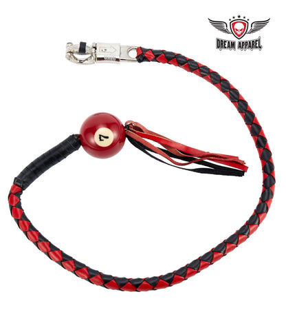Dream Apparel Black And Red Fringed Get Back Whip W/ Pool Ball