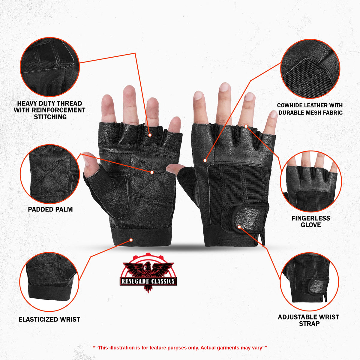 Leather / Mesh Fingerless Glove - view 3