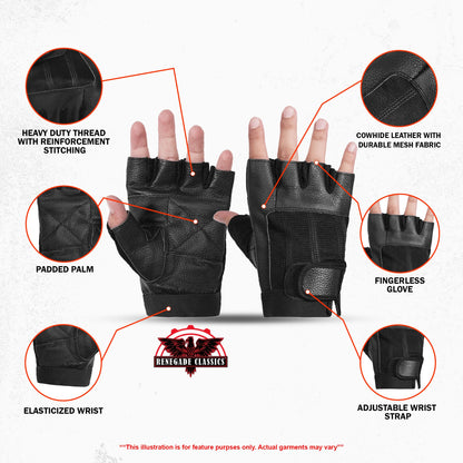 Leather / Mesh Fingerless Glove - view 3