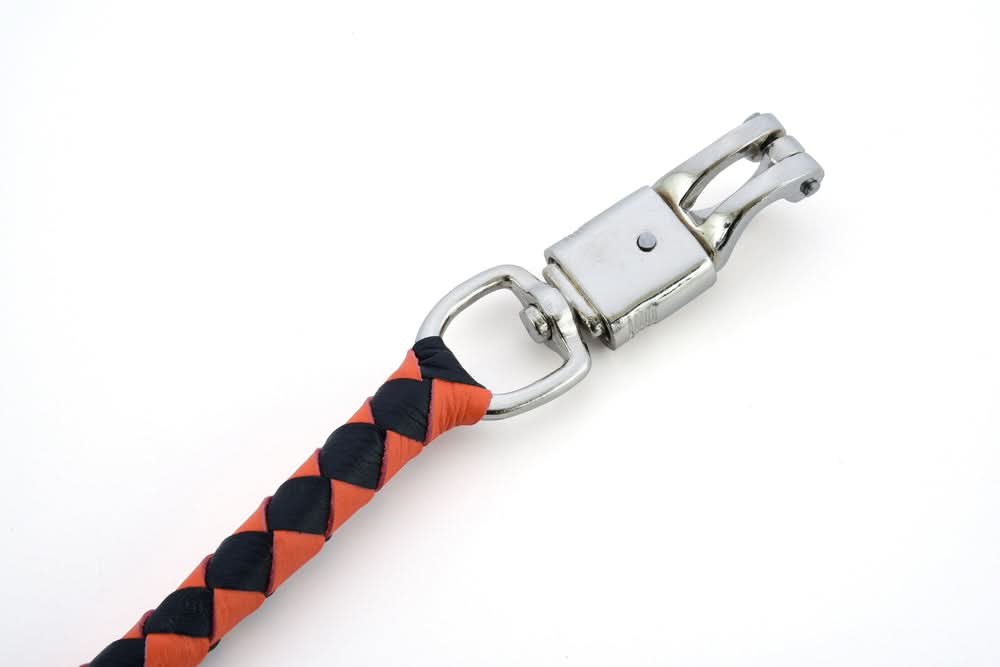 GBW22 Leather Biker Whip-Orange/Black