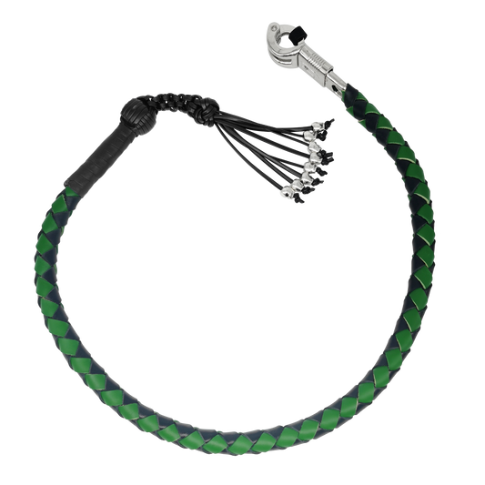 Get Back Whip Black/Green with Monkey Fist & Skulls 42" Long