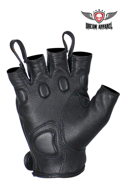 Fingerless Deer Skin Leather Gloves W/ Padded Knuckle Protectors