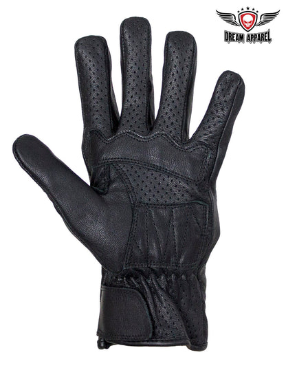 Dream Apparel Men's Black Genuine Leather Racing Gloves