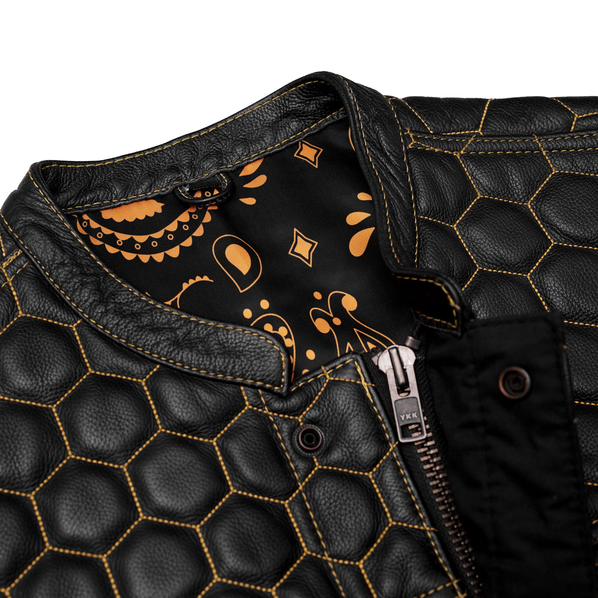Men's Gold Rush Black Leather Vest - Yellow Stitching - view 7