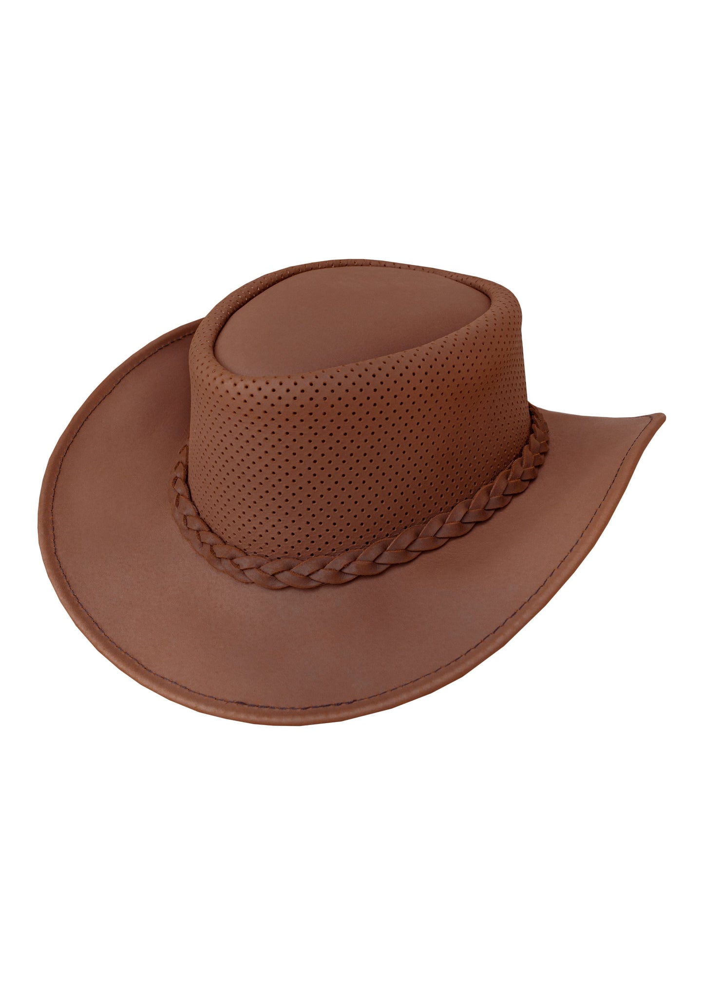 Dream Apparel Genuine Leather Cowboy Western Brown Hat Men & Women - Steampunk Wide Brim Top Hat