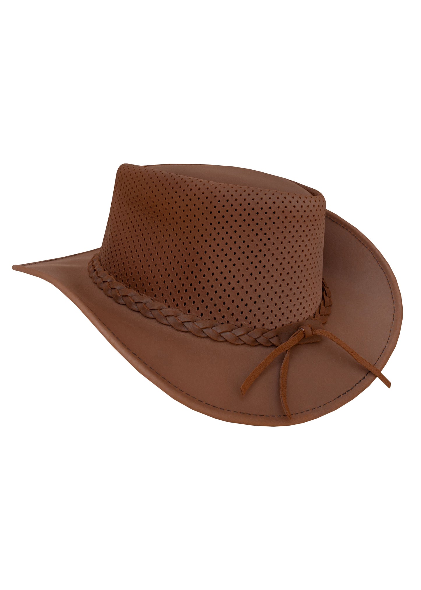 Dream Apparel Genuine Leather Cowboy Western Brown Hat Men & Women - Steampunk Wide Brim Top Hat