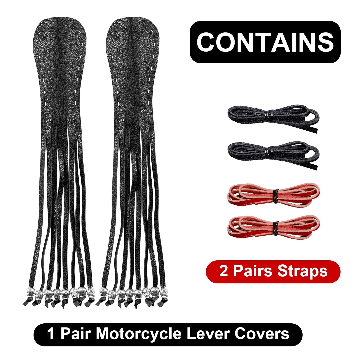 Dream Apparel Heavy Duty Leather Motorcycle Skull Fringed  Brake Clutch Lever Grip Lever Cover