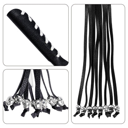 Heavy Duty Leather Motorcycle Skull Fringed Premium Black White Brake Clutch Lever Grip Lever Cover