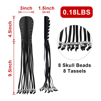 Heavy Duty Leather Motorcycle Skull Fringed Premium Black White Brake Clutch Lever Grip Lever Cover