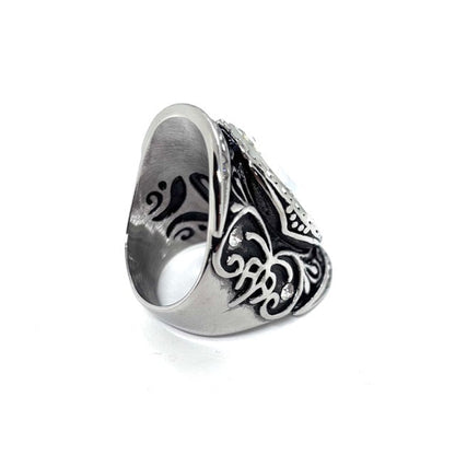 SK1745  Ladies Big Crystal Fancy Design Ring Stainless Steel Motorcycle Jewelry  Size 6-12