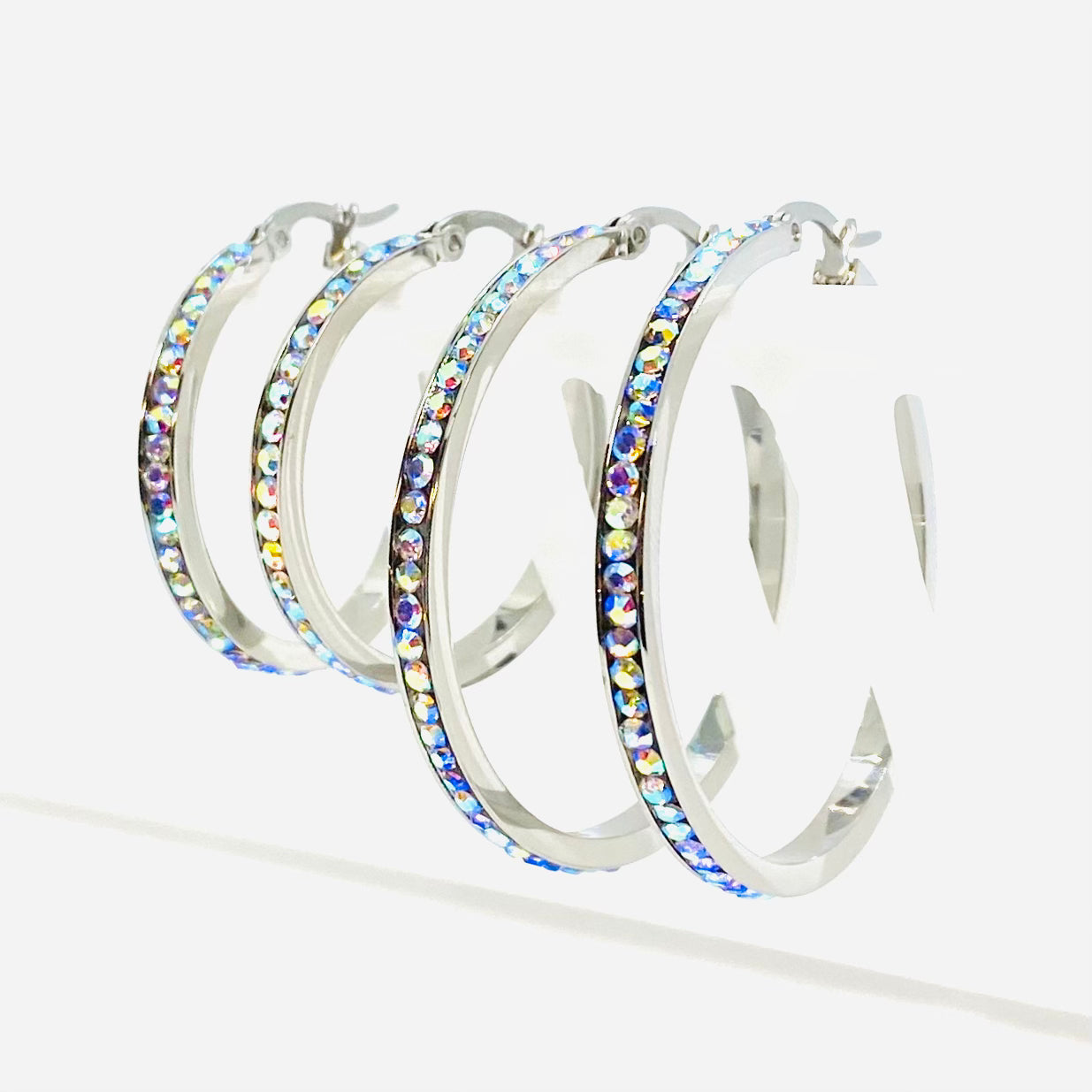 SK2346 Rainbow Crystal Earrings - Two Sizes Available