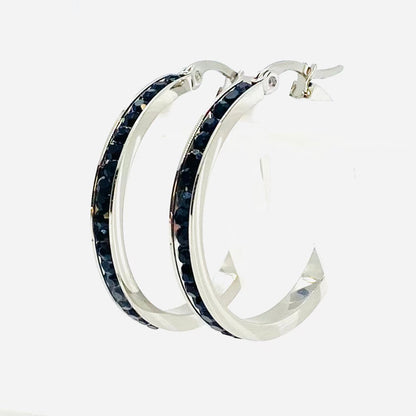 SK2900 Ladies Black Crystal Earrings - Three Sizes Available