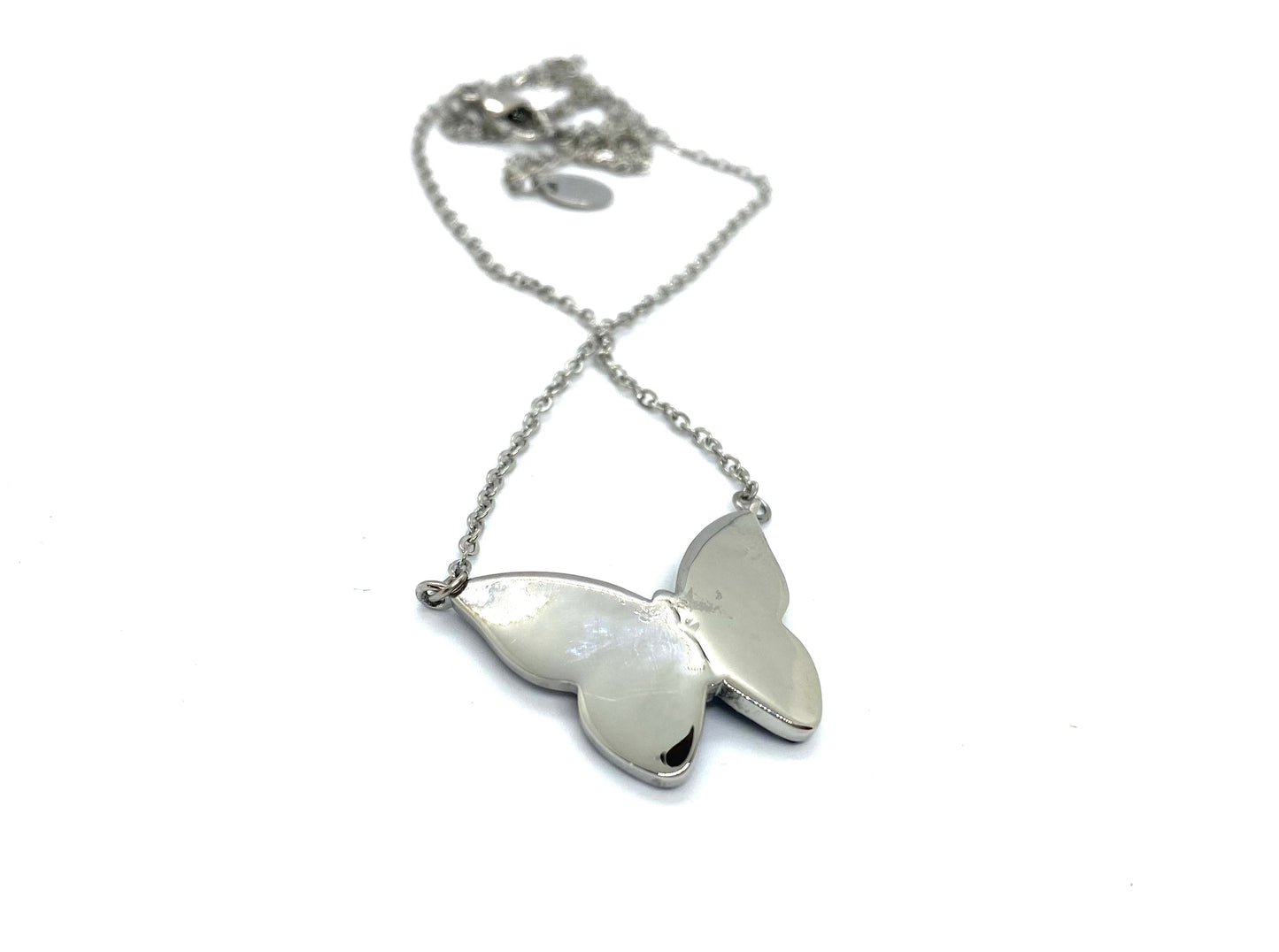 SK2701 Ladies Black Butterfly Sparkling Crystal Stainless Steel Necklace