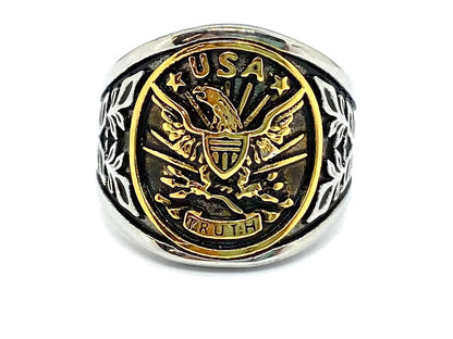 Men’s USA “Truth” Ring – Low‑Profile Stainless Steel Patriotic Biker Ring