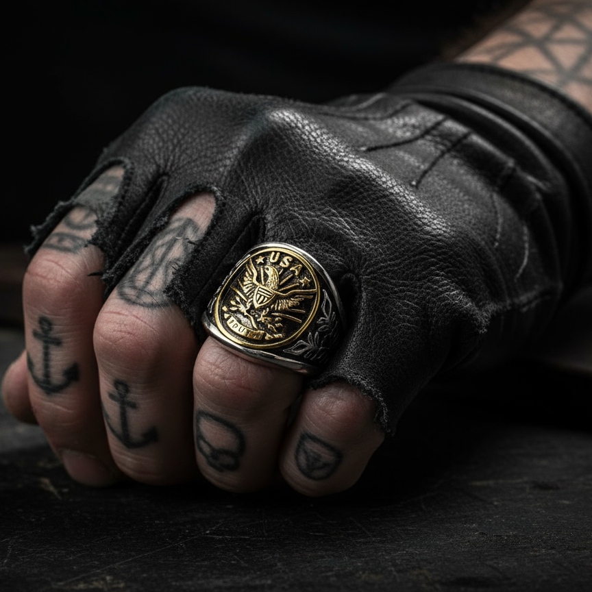 Men’s USA “Truth” Ring – Low‑Profile Stainless Steel Patriotic Biker Ring
