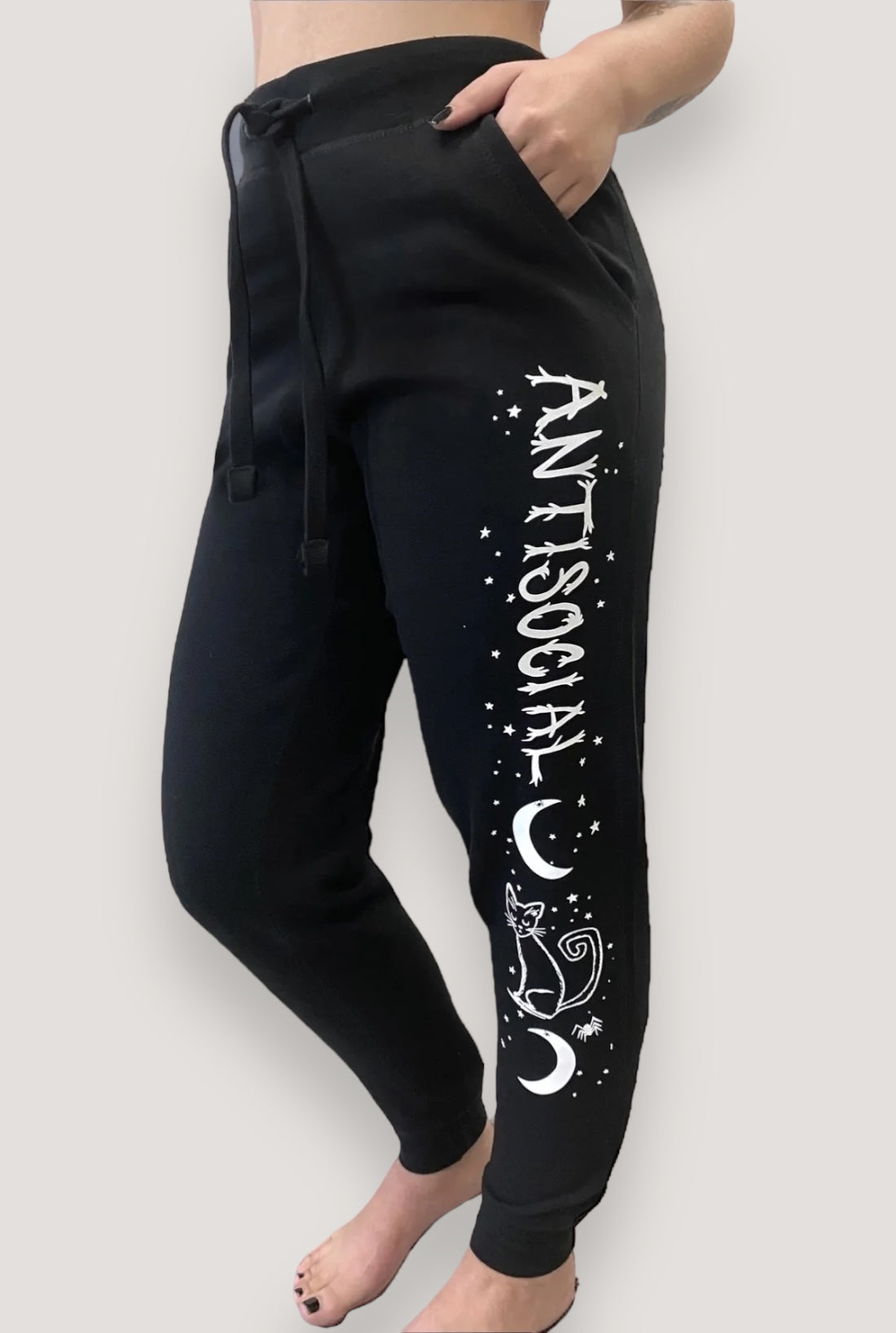 Antisocial Cat Witch Moon Jogger "Boyfriend" Sweat Pants