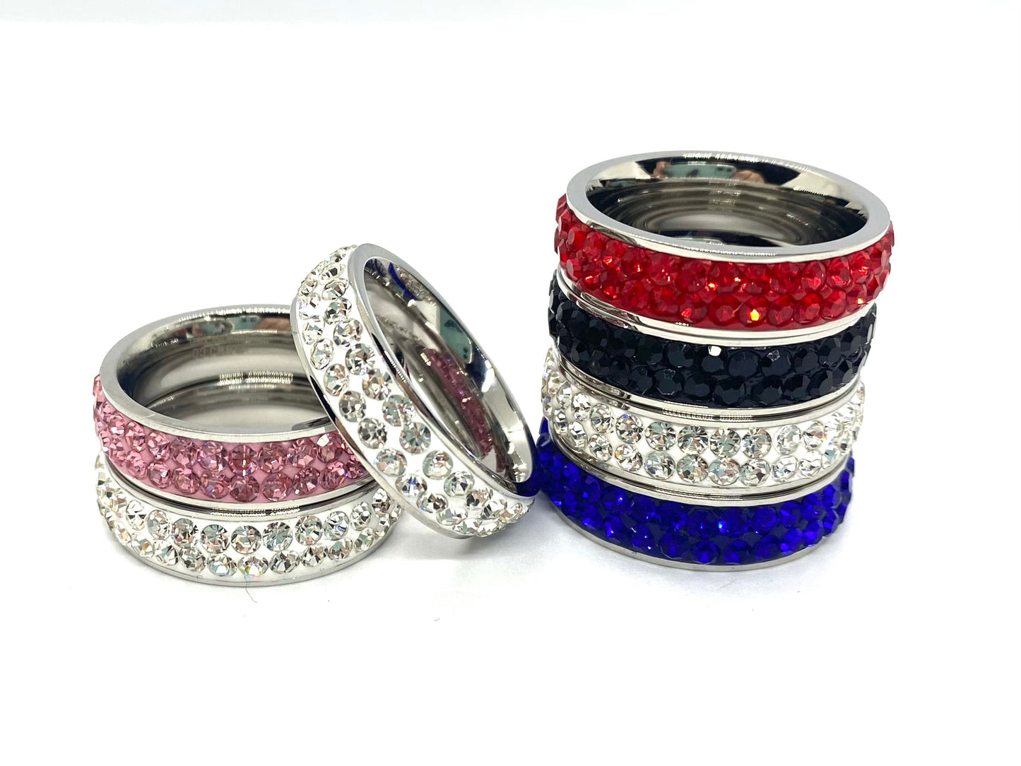 SK2320 Ladies Stackable Double Row Stone Ring