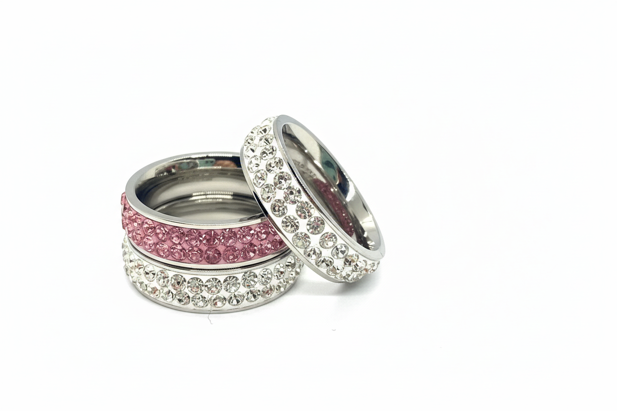 SK2320 Ladies Stackable Double Row Stone Ring