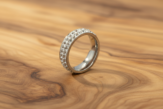 SK2320 Ladies Stackable Double Row Stone Ring
