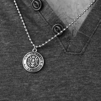 United States Army Stainless Steel Polished Pendant with Ball Chain