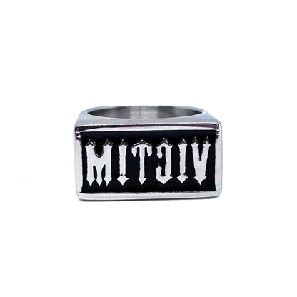SK1711 Gents Victim Ring Knock-Out Forehead Stamp Stainless Steel Motorcycle Biker Jewelry