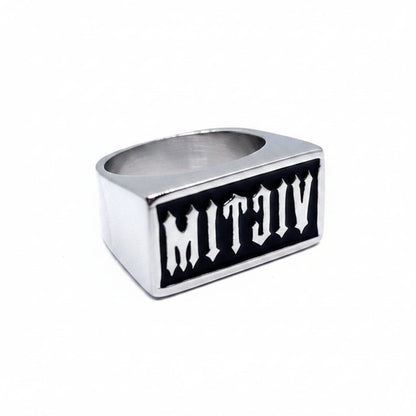 SK1711 Gents Victim Ring Knock-Out Forehead Stamp Stainless Steel Motorcycle Biker Jewelry