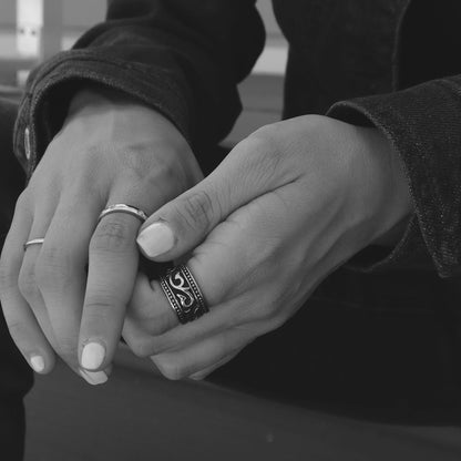 Stainless Steel Detailed Tribal Ring