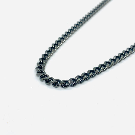 SK4019G Necklace 1/4" Wide Cuban Link Polished Gunmetal Color