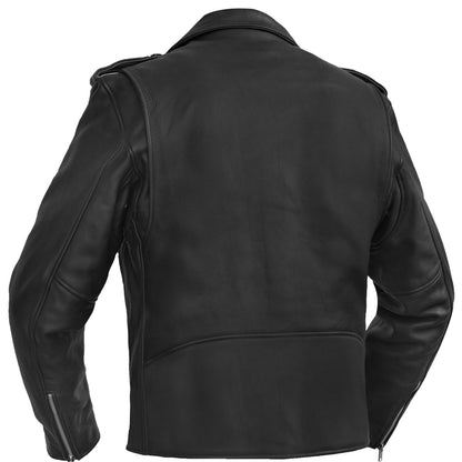 Men's Classic Plain Side Police Style Motorcycle Jacket - Black - view 2
