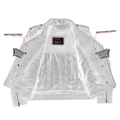 Men's Classic Plain Side Police Style Motorcycle Jacket - Black - view 4