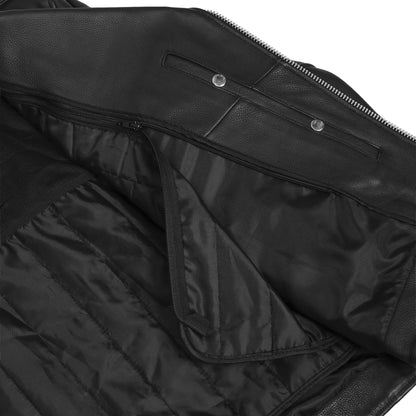 Men's Classic Plain Side Police Style Motorcycle Jacket - Black - view 6