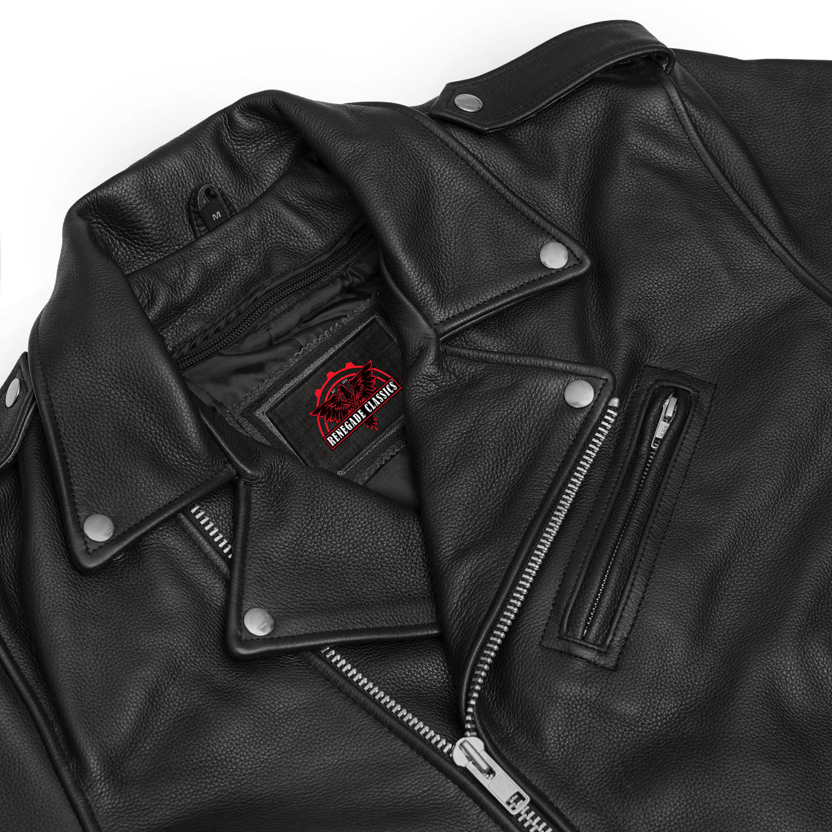 Men's Classic Plain Side Police Style Motorcycle Jacket - Black - view 7