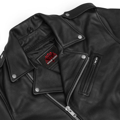 Men's Classic Plain Side Police Style Motorcycle Jacket - Black - view 7
