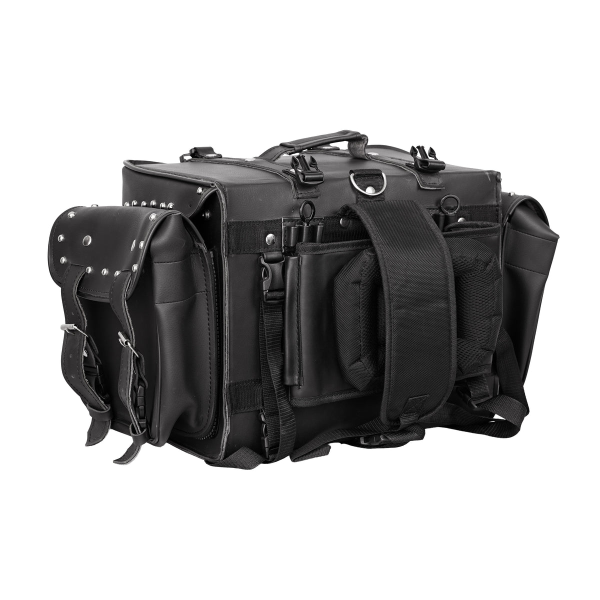 Leather Black PVC Large 4 Piece Motorcycle Touring Tail Bag wi - view 4