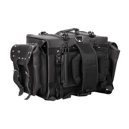 Leather Black PVC Large 4 Piece Motorcycle Touring Tail Bag wi - view 4