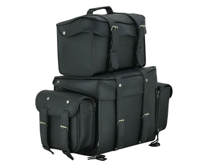 Leather Black PVC Large Four Piece Motorcycle Touring Tail Bag - view 3