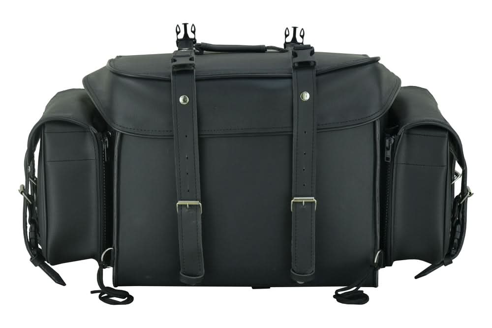 Leather Black PVC Large Four Piece Motorcycle Touring Tail Bag - view 4