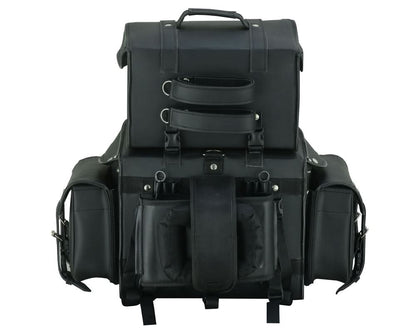Leather Black PVC Large Four Piece Motorcycle Touring Tail Bag - view 5