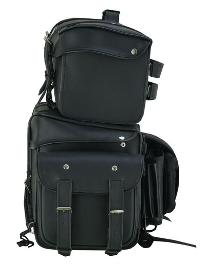 Leather Black PVC Large Four Piece Motorcycle Touring Tail Bag - view 6