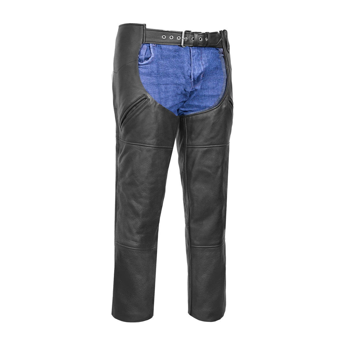 Leather Guard Unisex leather motorcycle chaps - Black