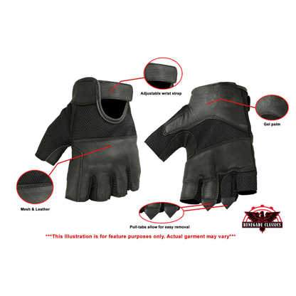 Leather/ Mesh Fingerless Glove - view 2