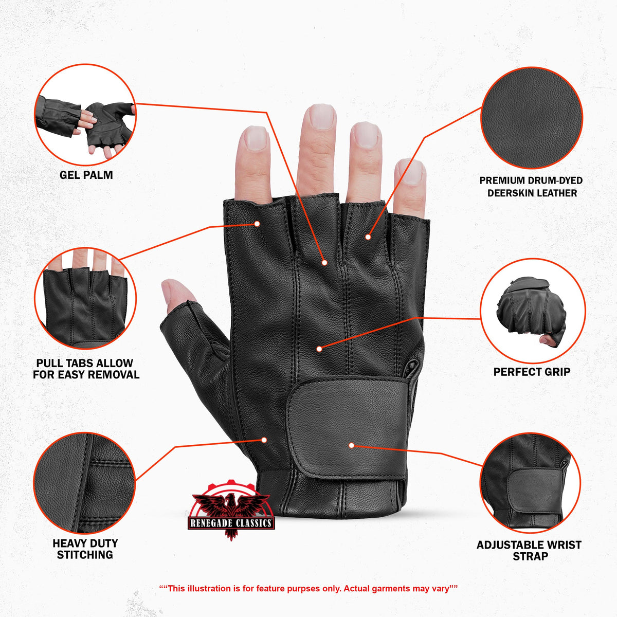 Men's Tough Deer Skin Fingerless Glove - view 2