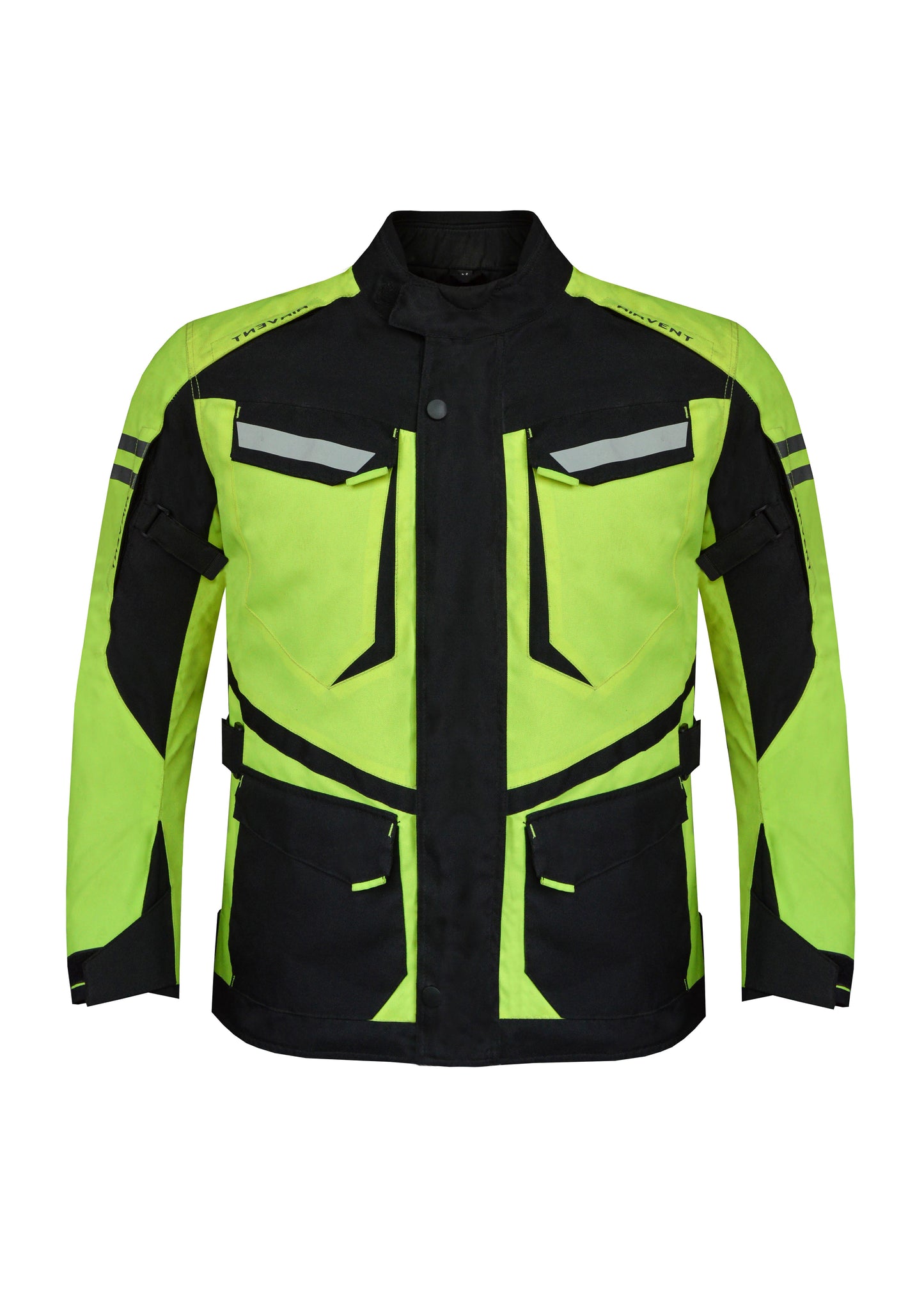 Dream Apparel Mens Motorcycle jacket Hi Vis Neon Flourecent Color, Armored Protective Round Neck