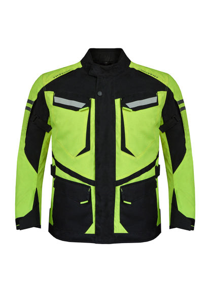 Dream Apparel Mens Motorcycle jacket Hi Vis Neon Flourecent Color, Armored Protective Round Neck