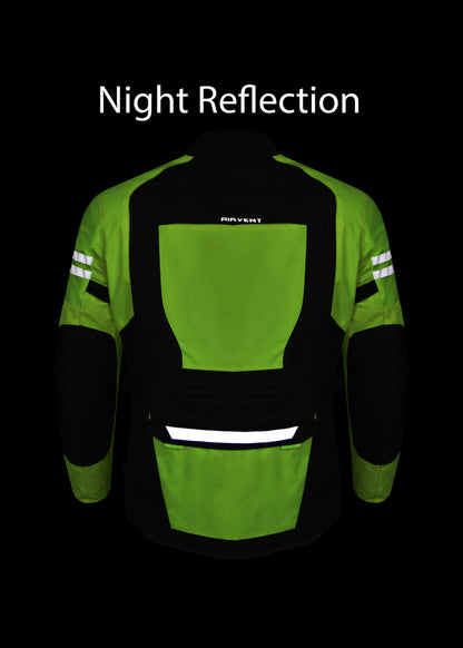 Dream Apparel Mens Motorcycle jacket Hi Vis Neon Flourecent Color, Armored Protective Round Neck