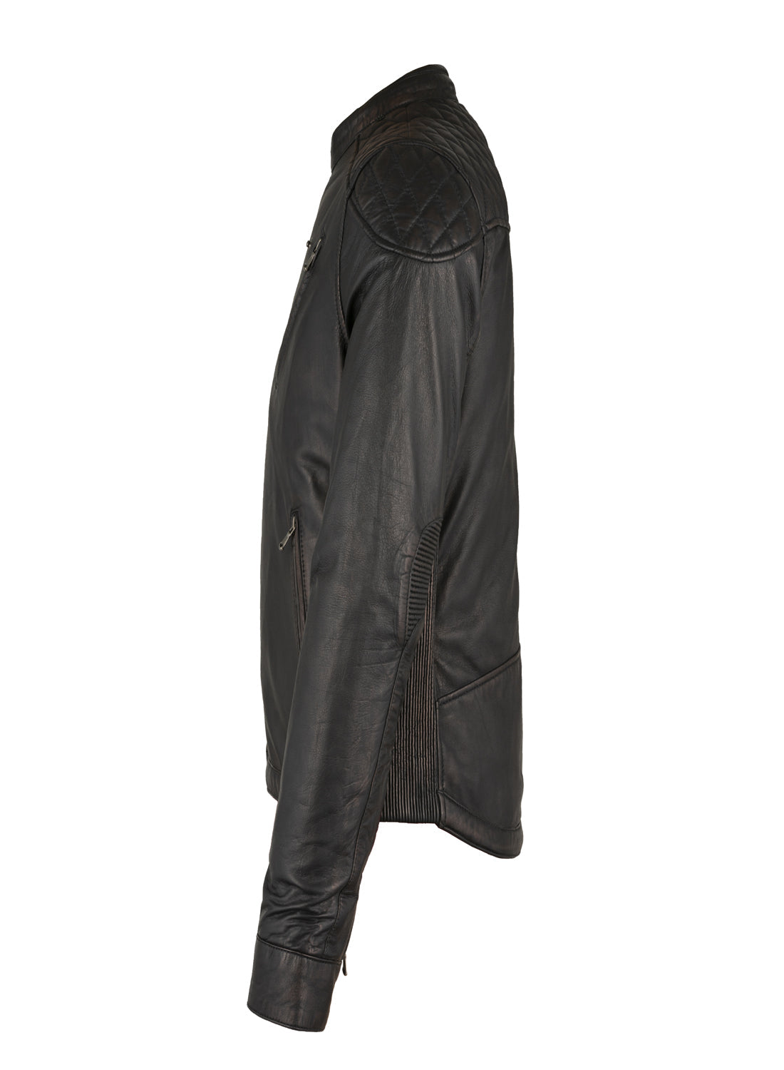 Dream Apparel Premium Goat Leather Brown Tone Conceal Pockets Expansion Side Panel Motorcycle Jacket