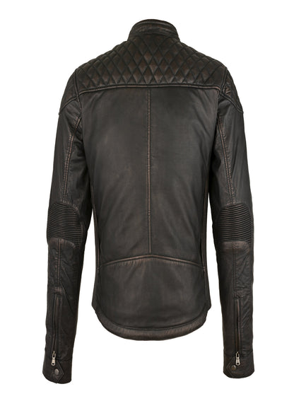 Dream Apparel Premium Goat Leather Brown Tone Conceal Pockets Expansion Side Panel Motorcycle Jacket