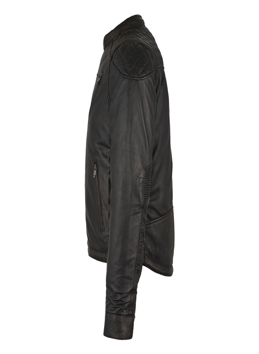 Dream Apparel Premium Goat Leather Brown Tone Conceal Pockets Expansion Side Panel Motorcycle Jacket