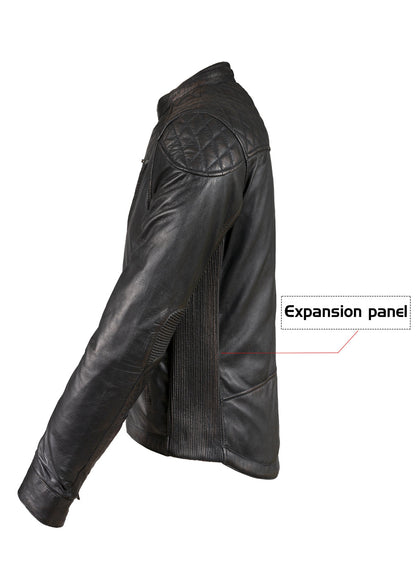 Dream Apparel Premium Goat Leather Brown Tone Conceal Pockets Expansion Side Panel Motorcycle Jacket