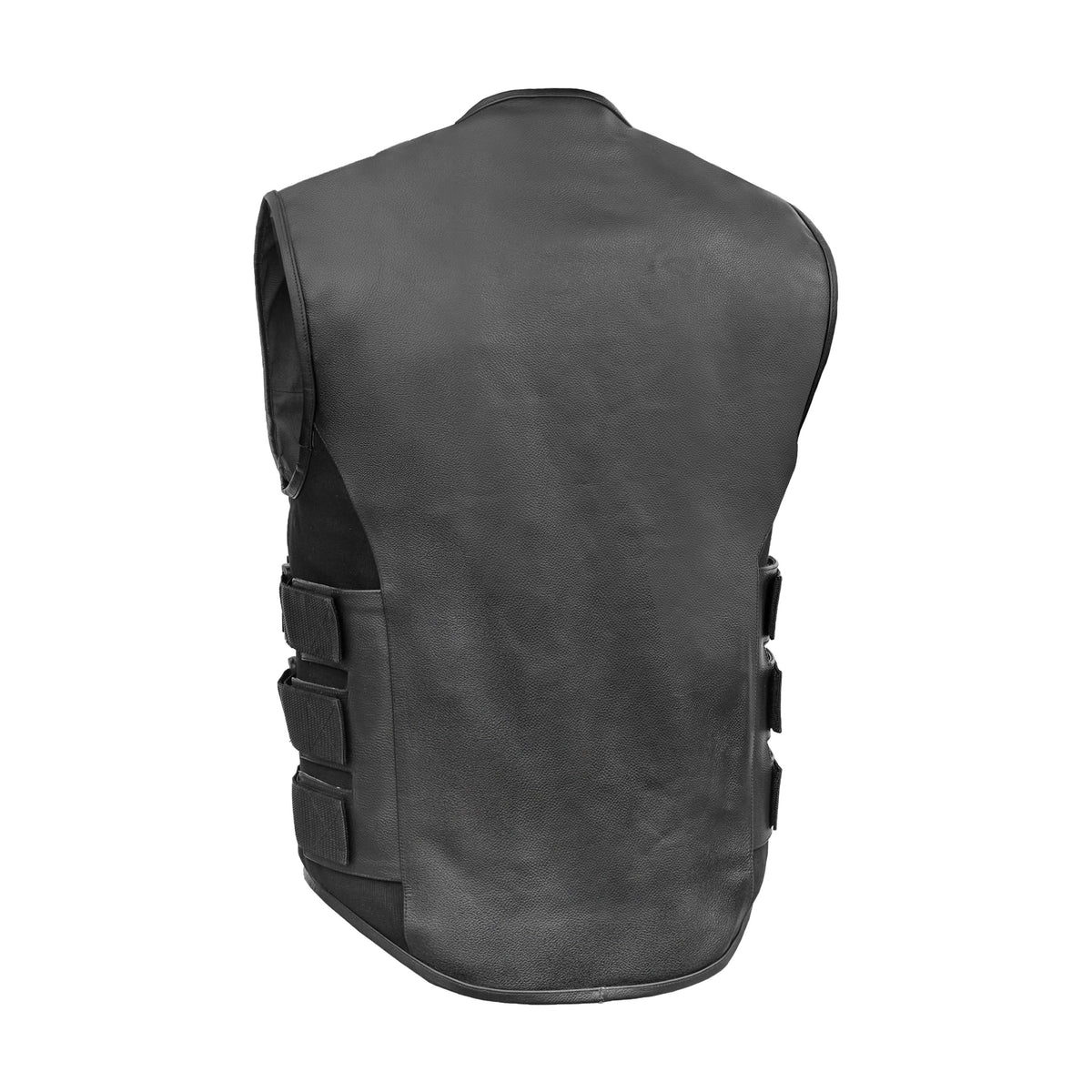 Men's Black Leather SWAT Style Motorcycle Vest - view 3